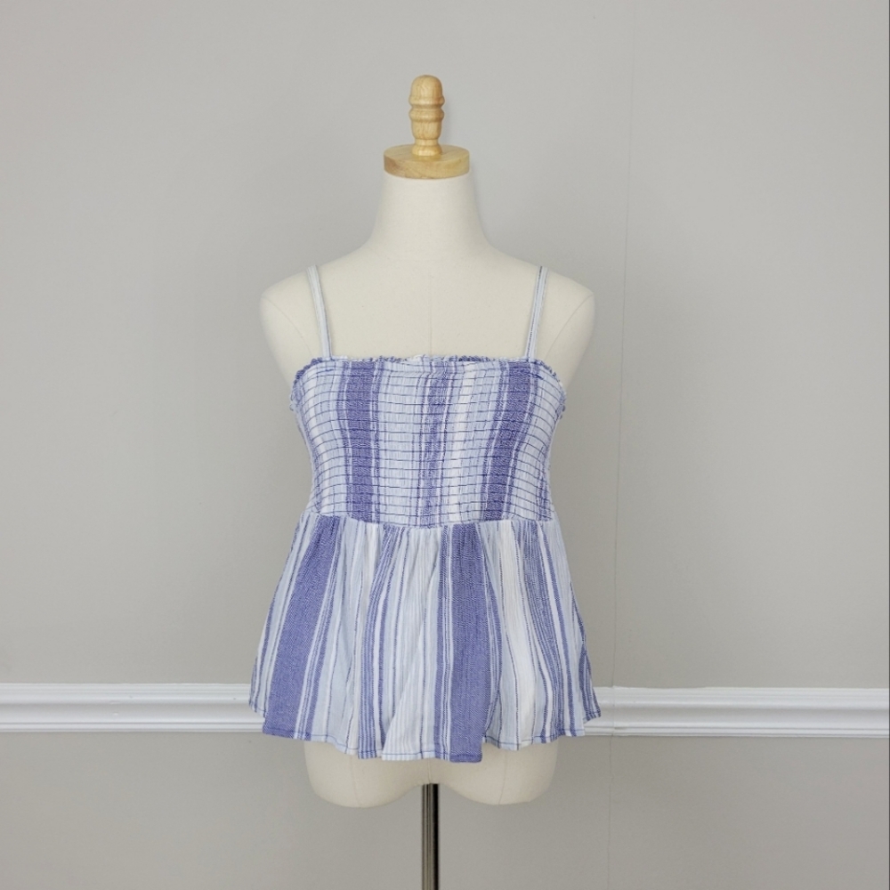 TORRID White Blue Mixed Stripe Sleeveless Babydoll Women's Top Size M/L